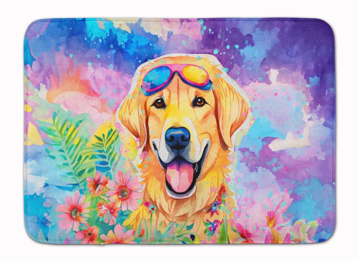 Yellow Labrador Hippie Dawg Memory Foam Kitchen Mat Machine Washable Anti-Fatigue Mat Cushion Comfort Bath Mat Or Kitchen Rug_maomaolike.com