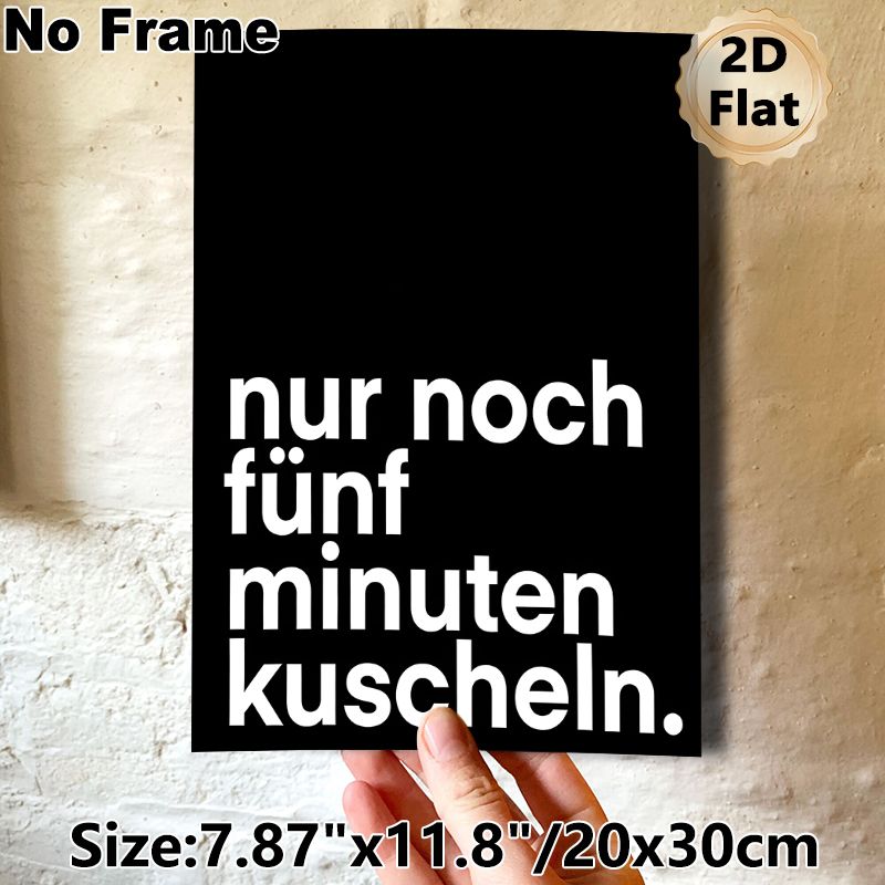 German Cuddle Quote Painting Poster, Minimalist Black & White Bold Typographic Poster, Warm Cozy Vibe Decor Ideal For Bedroom, Living Room_maomaolike.com