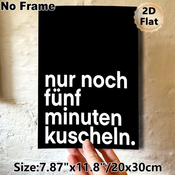 German Cuddle Quote Painting Poster, Minimalist Black & White Bold Typographic Poster, Warm Cozy Vibe Decor Ideal For Bedroom, Living Room_maomaolike.com