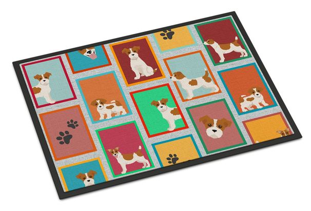 Lots Of Red And White Jack Russell Terrier Doormat Front Door Mat Indoor Outdoor Rugs For Entryway, Non Slip Washable Low Pile, 24H X 36W_maomaolike.com