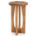 14 Inch Farmhouse End Table With Round Tray Top And Wood Cross Legs Solid Mahogany Wood_maomaolike.com