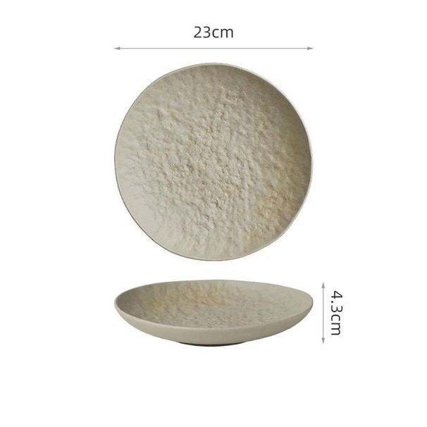 Original Soil Unglazed Ceramic Round Dinner Flat Western Steak Specialty Restaurant Dish Home High-end Plate_maomaolike.com