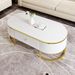 Modern Oval Coffee Table With Drawers,Curved Profile Design, Gold Metal Decor, Center Table For Living Room In 47.2"_maomaolike.com