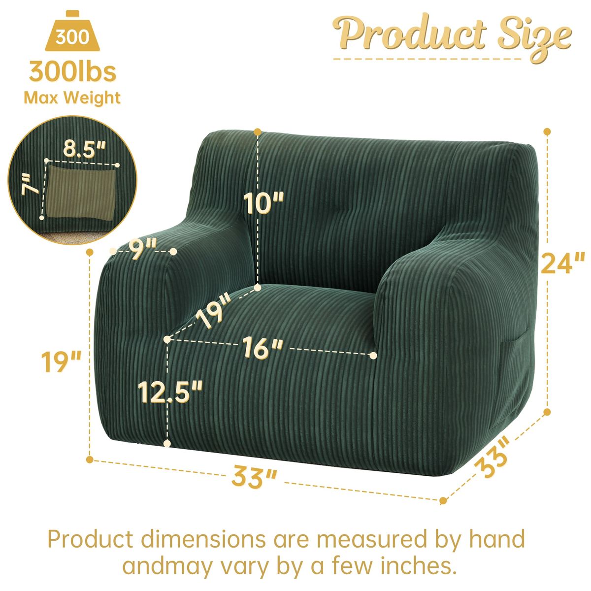 Bean Bag Chairs For Adults And Kids - Bean Bag Sofa With Tufted Soft Stuffed Filling For Living Room,Bedroom Accent Sofa Chair With Pocket_maomaolike.com