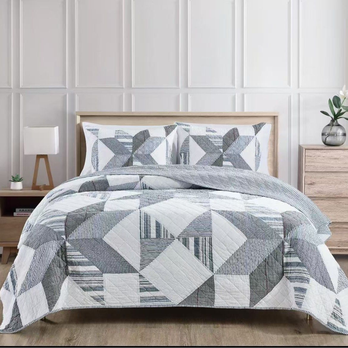 Patchwork American Bedspread Set - 3-Piece Stitched Quilt Cover With Premium Fabric (Home Decor Bedding Collection)_maomaolike.com