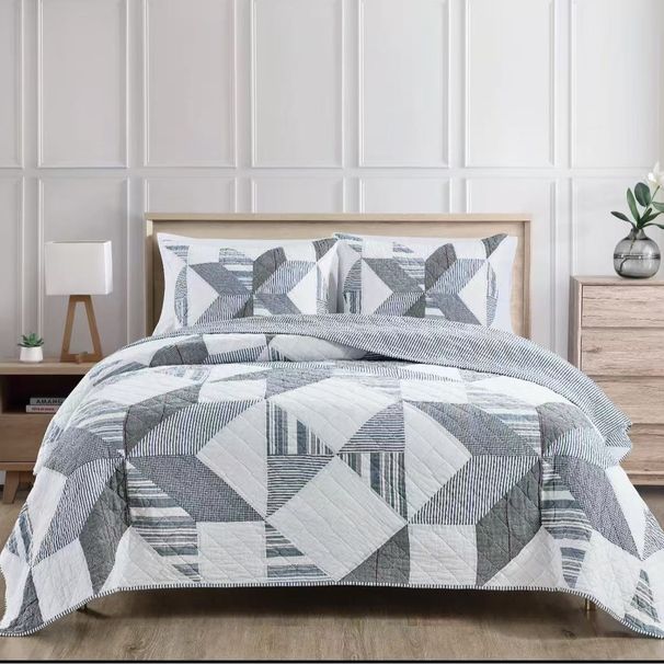 Patchwork American Bedspread Set - 3-Piece Stitched Quilt Cover With Premium Fabric (Home Decor Bedding Collection)_maomaolike.com