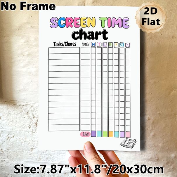 Screen Time Chart Painting Poster, Vibrant Colorful Cartoon-style Layout Poster, Functional Tool To Track Chores For Screen Time Rewards, Ideal For_maomaolike.com