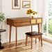 43.3" Classic Wood Makeup Vanity Set With Flip-top Mirror And Stool, Dressing Table With Three Drawers And Storage Space_maomaolike.com