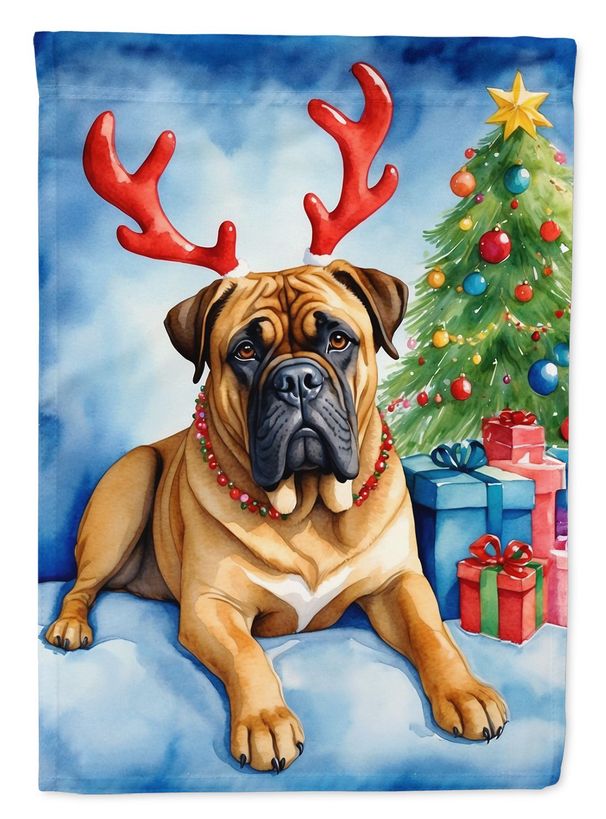 Bullmastiff Christmas Reindeer House Flag Large Porch Sleeve Pole Decorative Outside Yard Banner Artwork Wall Hanging, Polyester, House Size, Multicolor_maomaolike.com