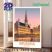 Brussels Cityscape Painting Poster, Warm-toned Retro Travel-style Poster, Beautiful Historic Square Sunset Scene With Water Reflection, Suitable For_maomaolike.com