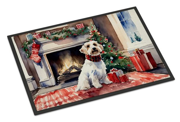 Sealyham Terrier Cozy Christmas Doormat Front Door Mat Indoor Outdoor Rugs For Entryway, Non Slip Washable Low Pile, 24H X 36W_maomaolike.com