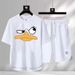 Men's Clothing 2024 Waffle Casual Summer Suit Men's Loose Teen Short sleeved T shirt Shorts Handsome Two piece Suit_maomaolike.com