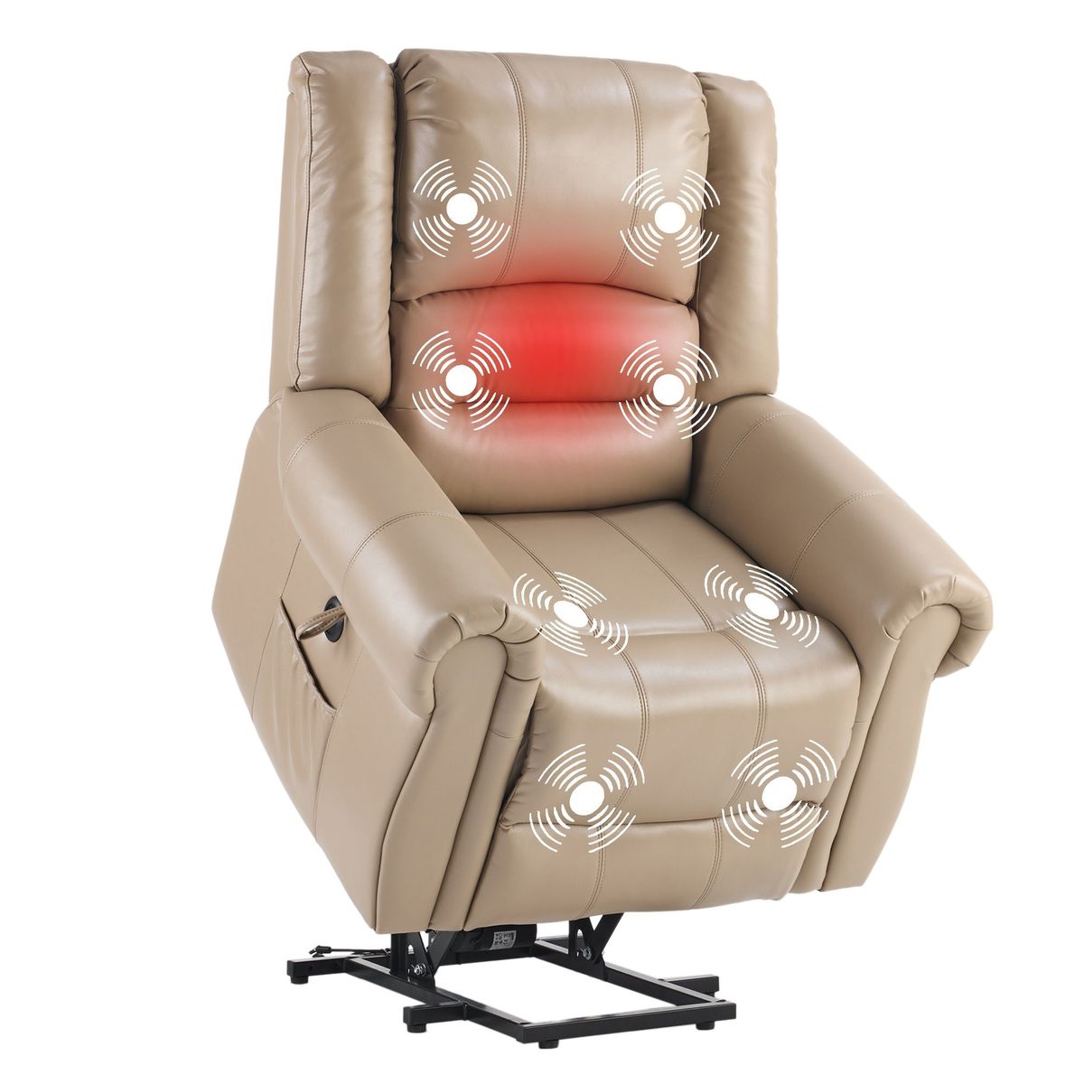 Futon Sofa Bed, Velvet Futon Couch For Living Room, Recliner Sleeper Sofa Bed With 2 Cup Holders, Removable Armrests, Metal Legs, Light Brown_maomaolike.com