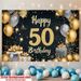 50th Birthday Party Banner - 2D Flat Polyester Backdrop, Wall Hanging Photo Props, Celebration Party Decor_maomaolike.com