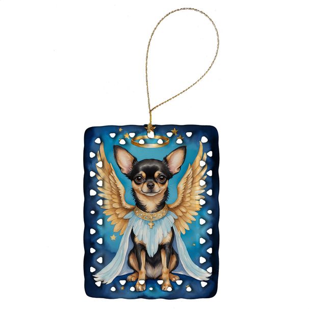 Chihuahua My Angel Porcelain Ornament Christmas Tree Hanging Decorations For Home Christmas Holiday, Rectangle, Gift, Multicolor_maomaolike.com