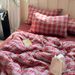 Wholesale INS American Retro Plaid Soft Double Layer Crinkled 4-Piece British Style Pure Cotton Four-Piece Set_maomaolike.com