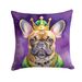 French Bulldog King Of Mardi Gras Throw Pillow Machine Washable, Indoor Outdoor Decorative Pillow For Couch, Bed Or Patio, 18Hx18W_maomaolike.com