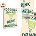 Margarita Cocktail Painting Poster, Playful Hand-drawn "Hot Girls Drink Margaritas" Cocktail Poster, Witty Drink-themed Decor Ideal For Bar, Kitchen_maomaolike.com