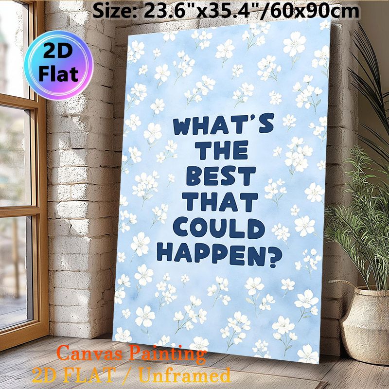 Inspirational Quote Painting Poster, Soft Watercolor Light Blue With Delicate White Florals Poster, Uplifting Positive Message Ideal For Bedroom_maomaolike.com