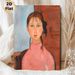 Braided Young Woman Portrait Painting Poster, Soft-toned Expressionist Style Poster, Elegant Artistic Wall Decor Suitable For Living Room, Bedroom_maomaolike.com