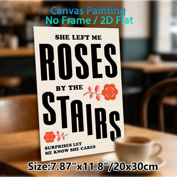 Rose & Sentimental Typography Themed Painting Poster, Minimalist Retro Vibrant Rose & Text Poster, Warm Heartfelt Decor Ideal For Bedroom, Living Room_maomaolike.com