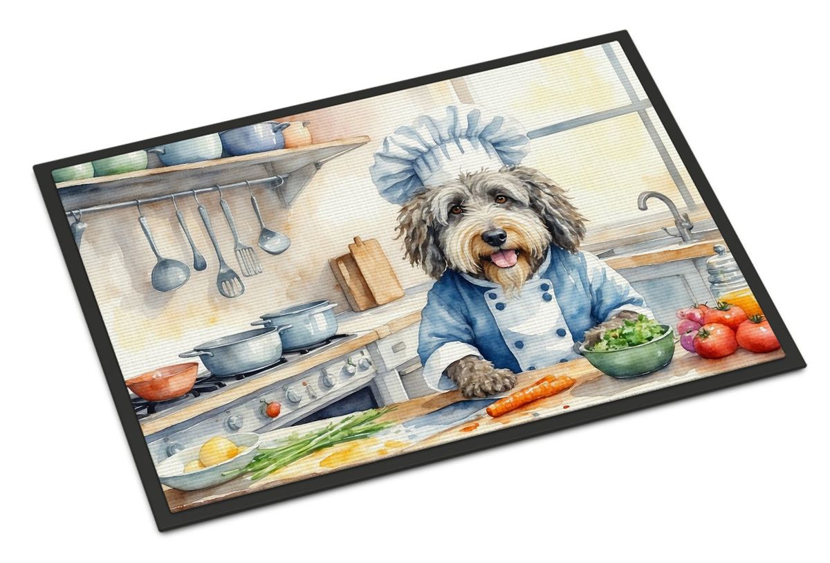 Bergamasco Sheepdog The Chef Doormat Front Door Mat Indoor Outdoor Rugs For Entryway, Non Slip Washable Low Pile, 24H X 36W_maomaolike.com