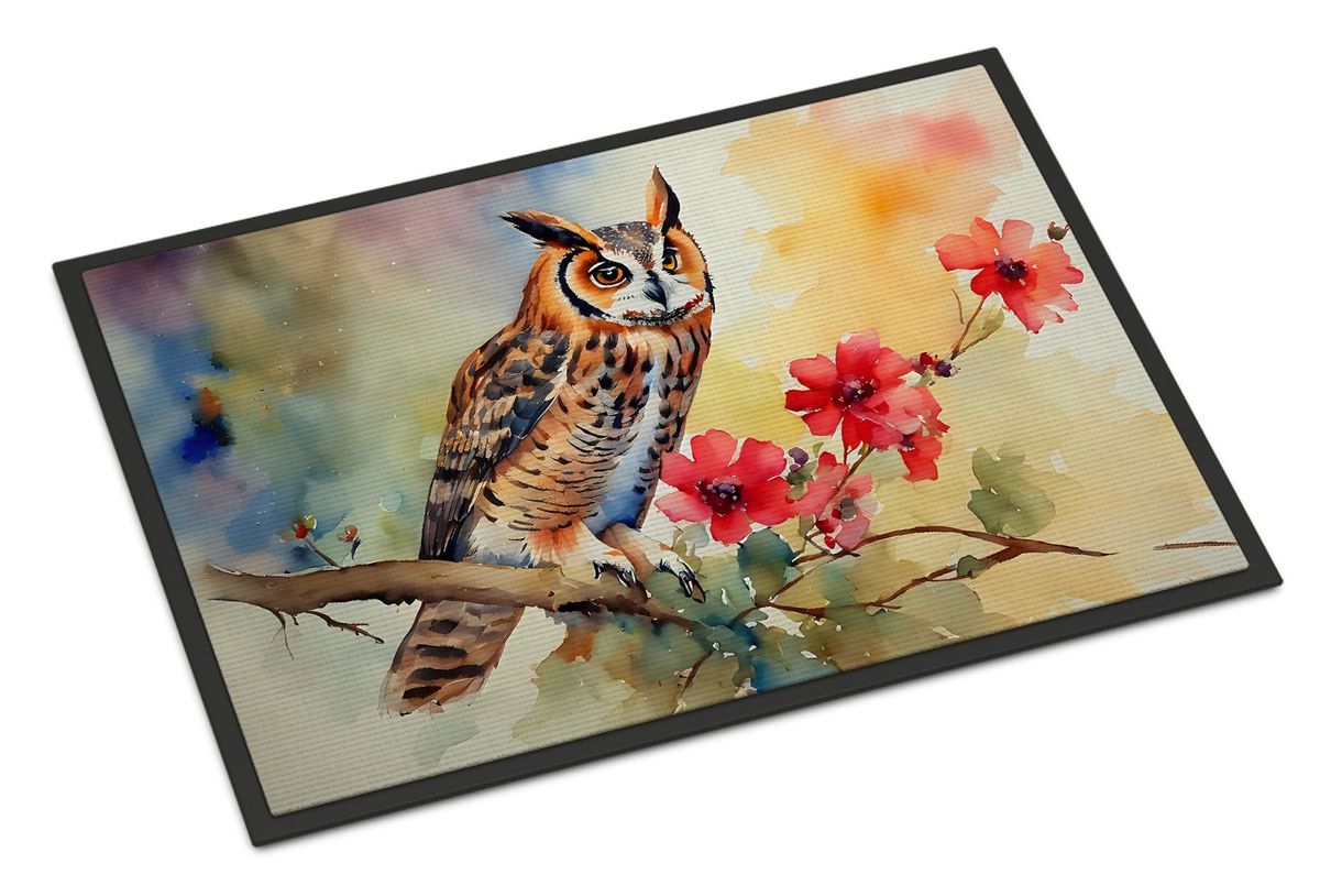 Long-Eared Owl Doormat Front Door Mat Indoor Outdoor Rugs For Entryway, Non Slip Washable Low Pile, 24H X 36W_maomaolike.com