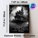 Haunted House Themed Painting Poster, Monochrome Gothic Spooky Scene Poster, Eerie Atmospheric Decor Ideal For Home And Halloween Party Spaces_maomaolike.com