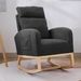 Modern Accent Rocking Chair Rocking Chair With Solid Wood Legs, Upholstered Nursery Glider Rocker, Comfy Armchair With Side Pocket, Living Room Lounge Arm Chair With High Backrest (Dark Grey,teddy)_maomaolike.com