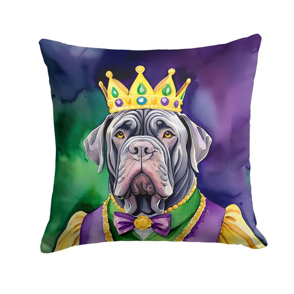 Neapolitan Mastiff King Of Mardi Gras Throw Pillow Machine Washable, Indoor Outdoor Decorative Pillow For Couch, Bed Or Patio, 14Hx14W_maomaolike.com