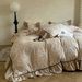 Princess Style French High Weight Linen Crinkle Yarn Lace Four-Piece Set Single Duvet Cover_maomaolike.com