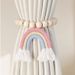 Curtain Tiebacks No Drilling Handwoven Three-Color Rainbow Natural Wood French Tassel Tie Bands Cotton Linen Magnetic_maomaolike.com