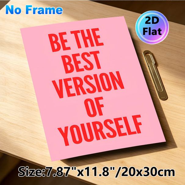Motivational "Be The Best Version Of Yourself" Quote Painting Poster, Bold Red Typography On Soft Pink Poster, Inspirational Daily Reminder Suitable_maomaolike.com