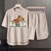 Men's Clothing 2024 Waffle Casual Summer Suit Men's Loose Teen Short sleeved T shirt Shorts Handsome Two piece Suit_maomaolike.com
