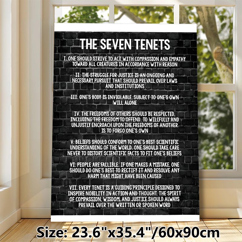 The Seven Tenets Painting Poster, Monochrome Brick Wall Text Poster, Inspirational Guiding Principles Decor Suitable For Home Office, Study Space_maomaolike.com