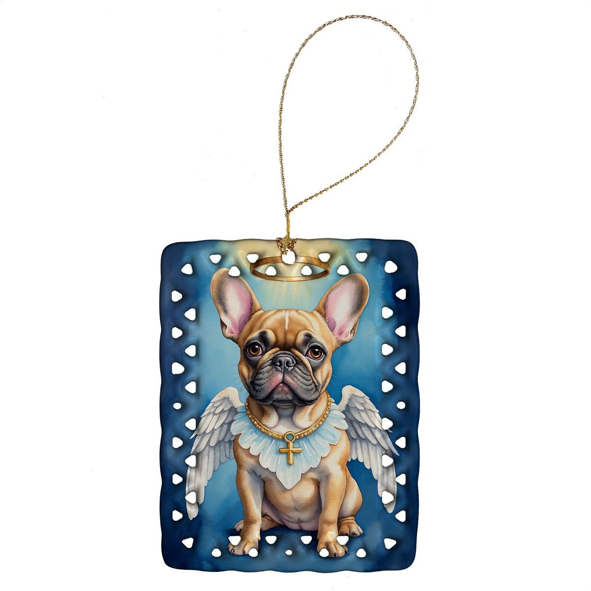 French Bulldog My Angel Porcelain Ornament Christmas Tree Hanging Decorations For Home Christmas Holiday, Rectangle, Gift, Multicolor_maomaolike.com