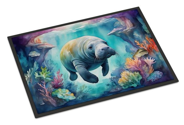 Manatee In A Dreamscape Doormat Front Door Mat Indoor Outdoor Rugs For Entryway, Non Slip Washable Low Pile, 24H X 36W_maomaolike.com