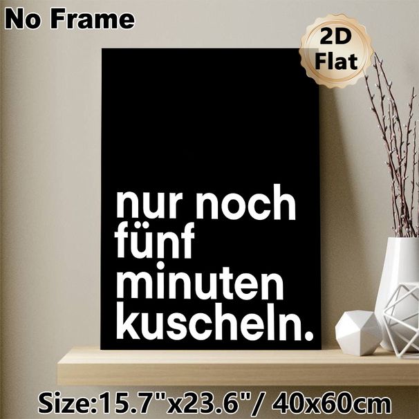 German Cuddle Quote Painting Poster, Minimalist Black & White Bold Typographic Poster, Warm Cozy Vibe Decor Ideal For Bedroom, Living Room_maomaolike.com