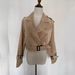 New women's European and American style belted long sleeved short casual windbreaker jacket_maomaolike.com