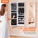 VEVOR Mirror Jewelry Cabinet 47.05in Lockable Wall Or Door Mounted Armoire White_maomaolike.com