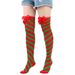 Unisex Christmas bow Diagonal striped stockings party over-the-knee socks Candy stockings Festive Christmas socks_maomaolike.com