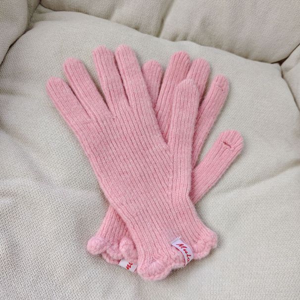 Gloves Wool-containing fashion new open finger touch screen cold-proof warm solid color knitted lace wool gloves _maomaolike.com
