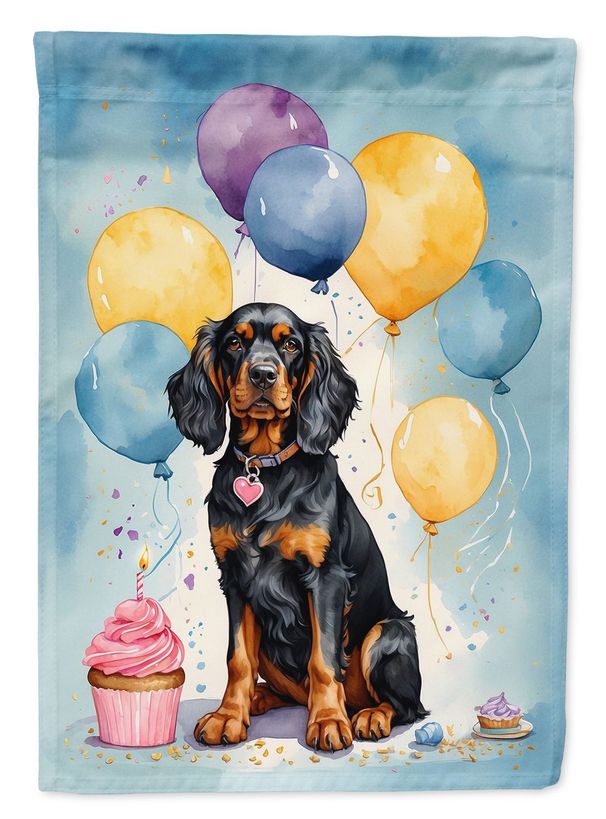 Gordon Setter Happy Birthday House Flag Large Porch Sleeve Pole Decorative Outside Yard Banner Artwork Wall Hanging, Polyester, House Size, Multicolor_maomaolike.com