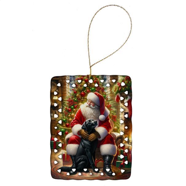 Labrador Retriever And Santa Claus Porcelain Ornament Christmas Tree Hanging Decorations For Home Christmas Holiday, Rectangle, Gift, Multicolor_maomaolike.com