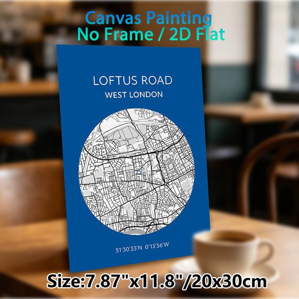 Loftus Road West London Map Painting Poster, Minimalist Line Art City Map Poster, With Precise Coordinate Marking, Ideal For Home And Office Wall_maomaolike.com
