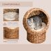PawHut Handwoven Elevated Cat Bed With Soft Cushion & Cat Egg Chair Shape, Cat Basket Bed Kitty House With Stand, Raised Wicker Cat Bed For Indoor Cats, 23.5" H, Brown_maomaolike.com