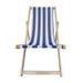 Populus Wood Folding Sling Chair With Dark Blue Stripe - Adjustable Chaise Lounge Chair_maomaolike.com