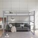 Metal Loft Bed Full Size, Loft Bed Frame With Safety Guard Rails & Flat Ladder, Twin Loft Bed For Kids Teens Adults, Gray_maomaolike.com