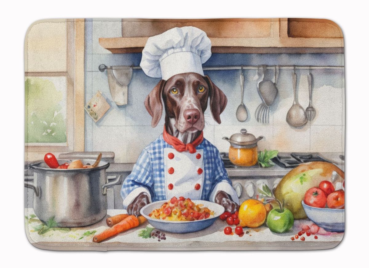 German Shorthaired Pointer The Chef Memory Foam Kitchen Mat Machine Washable Anti-Fatigue Mat Cushion Comfort Bath Mat Or Kitchen Rug_maomaolike.com