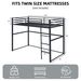 Metal Loft Bed Twin Size, Loft Bed Frame With Safety Guard Rails & Flat Ladder, Twin Loft Bed For Kids Teens Adults, Black_maomaolike.com